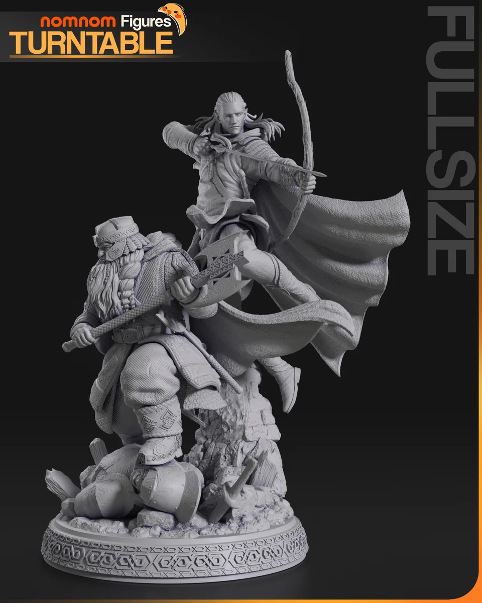 Gimli and Legolas | Fan Art | 3D Printed Resin Model Garage Kit | *Un-Painted* | Nomnom 9