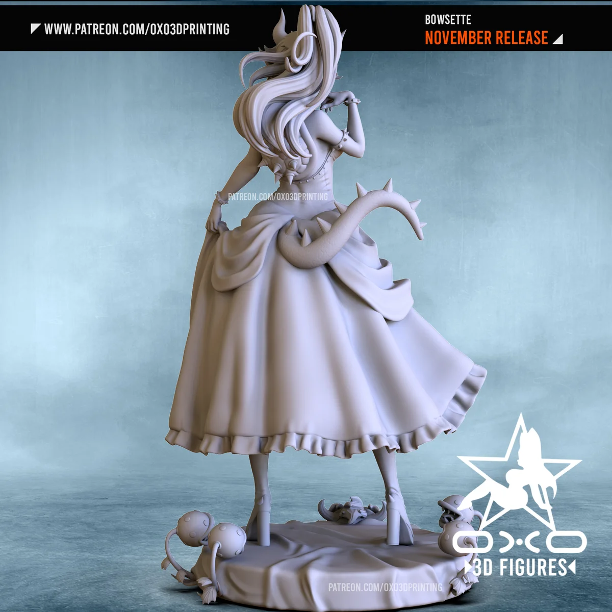 Bowsette | Fan Art | 3D Printed Resin Model Garage Kit | *Un-Painted* | OXO3D 8