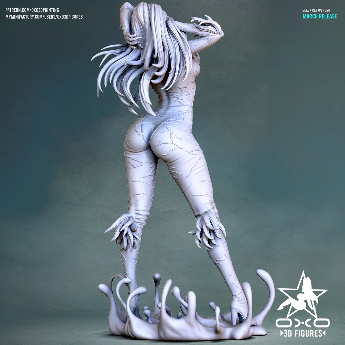 Black Cat Venom | Fan Art | 3D Printed Resin Model Garage Kit | *Un-Painted* | OXO3D 5
