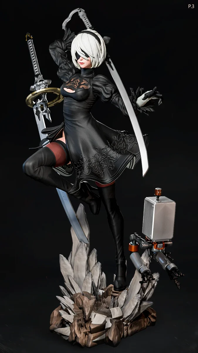 2B (3 Poses) | Fan Art | 3D Printed Resin Model Garage Kit | *Un-Painted* | ES Monster 8