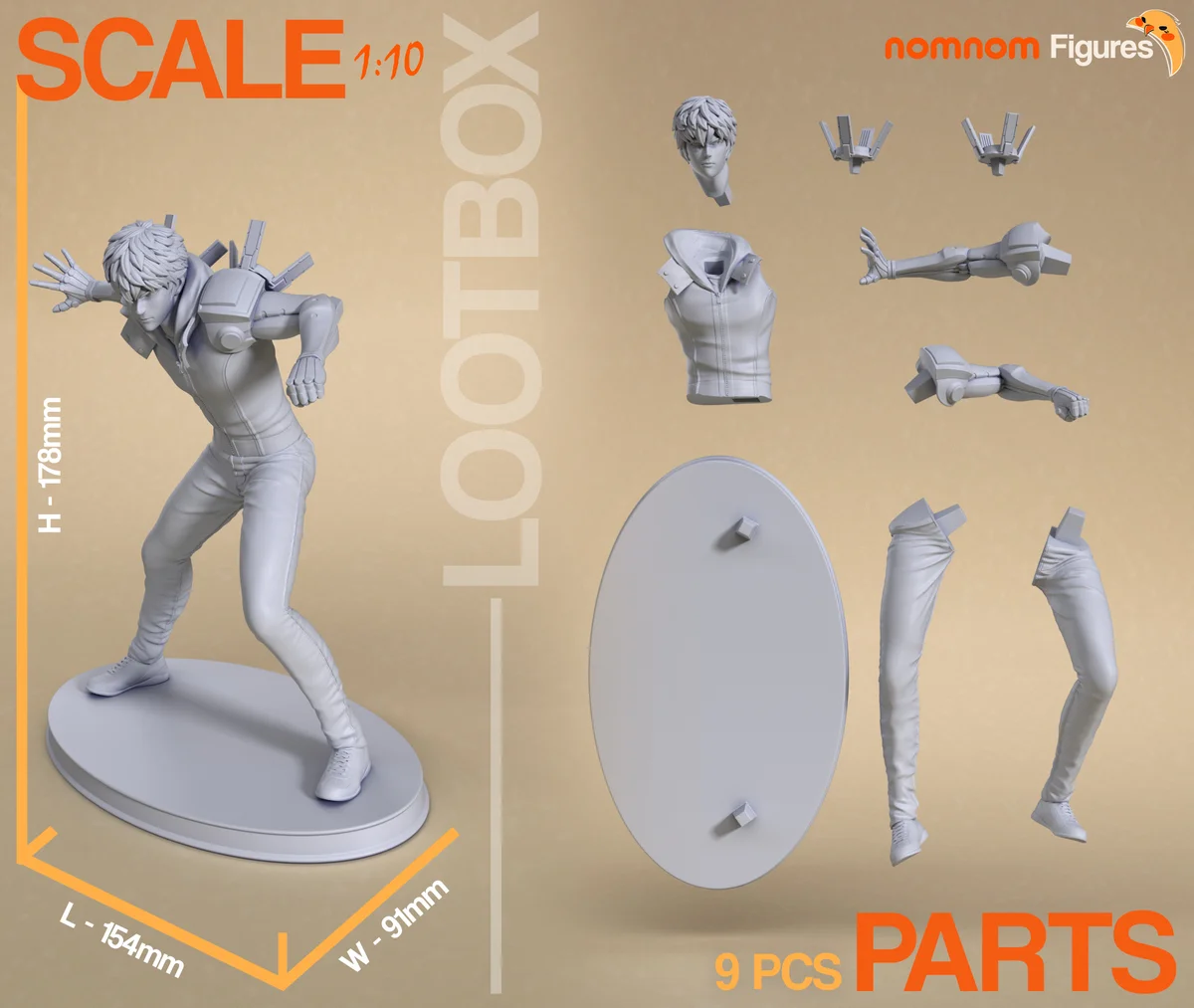Genos | Fan Art | 3D Printed Resin Model Garage Kit | *Un-Painted* | Nomnom 3