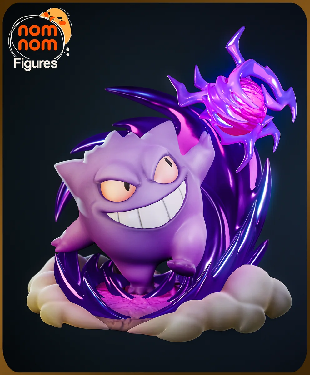 Chibi Gengar | Fan Art | 3D Printed Resin Model Garage Kit | *Un-Painted* | Nomnom