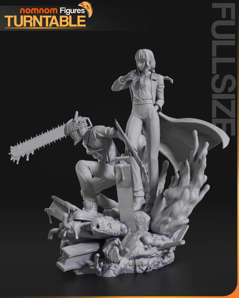 Makima and Denji | Fan Art | 3D Printed Resin Model Garage Kit | *Un-Painted* | Nomnom 5
