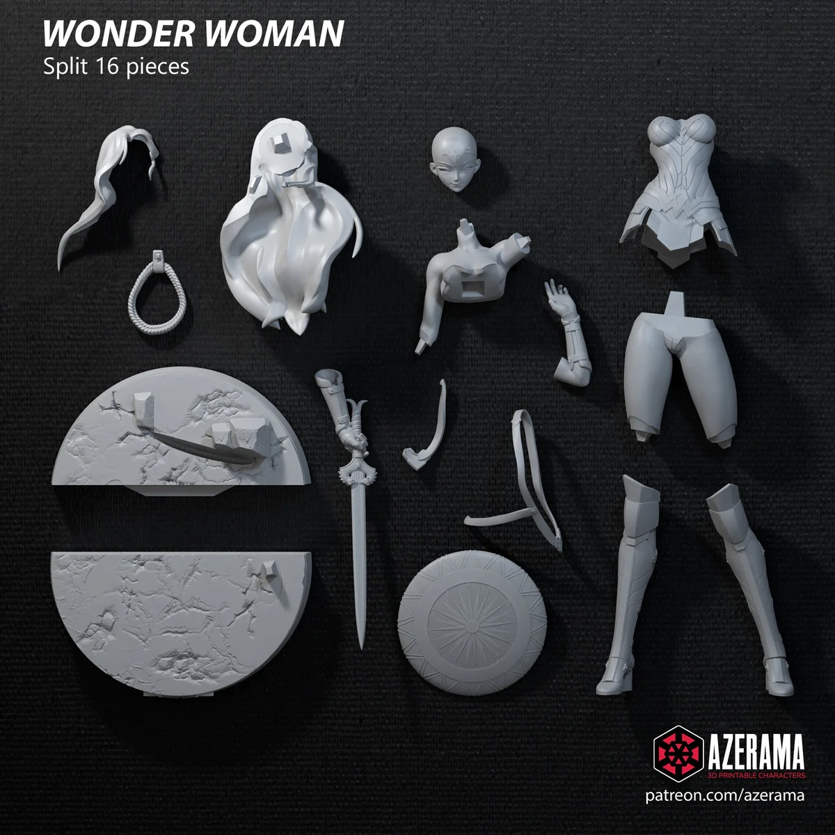 Wonderful Woman | Fan Art | 3D Printed Resin Model Garage Kit | *Un-Painted* | Azerama 5