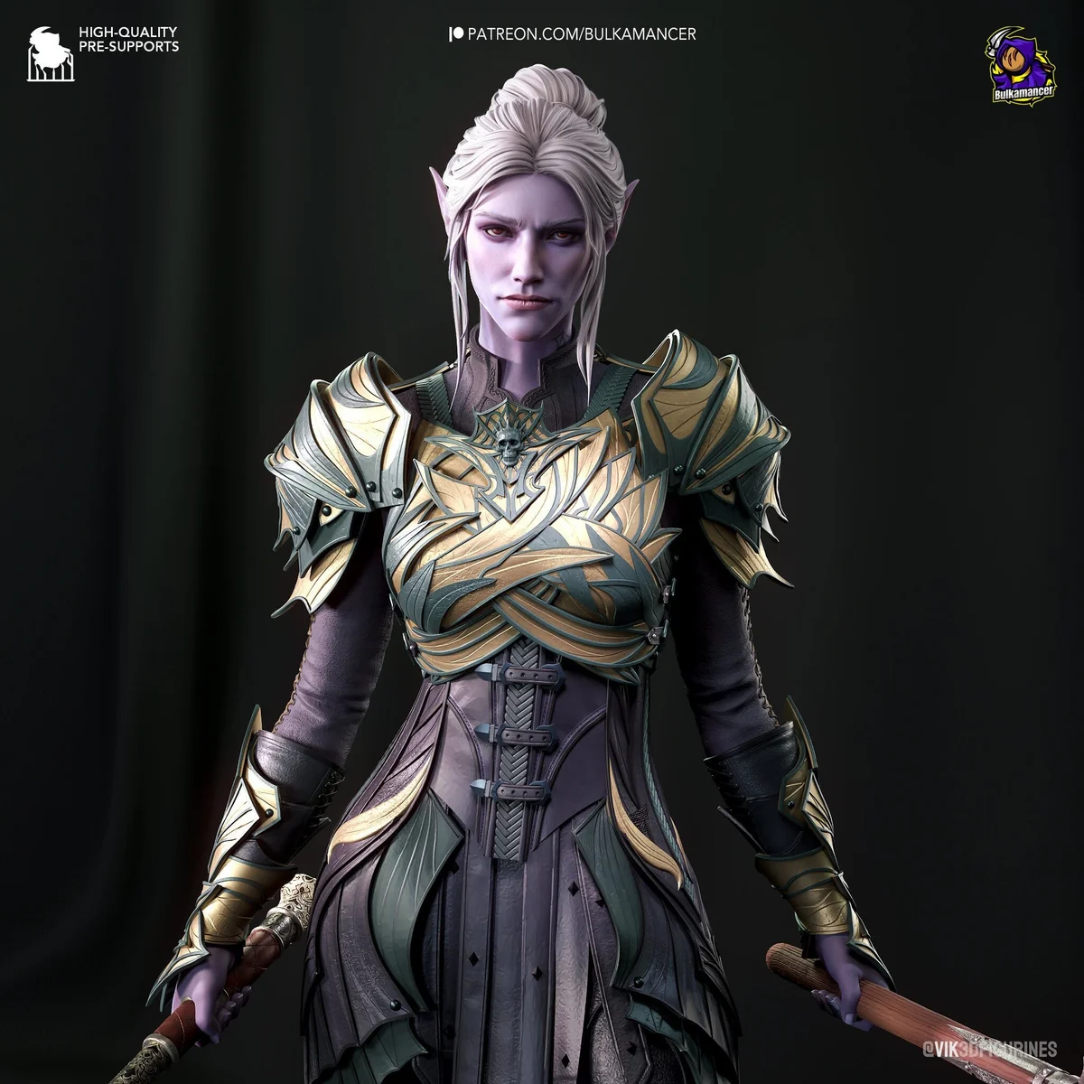 Drow Paladin | Fan Art | 3D Printed Resin Model Garage Kit | *Un-Painted* | Bulkamancer