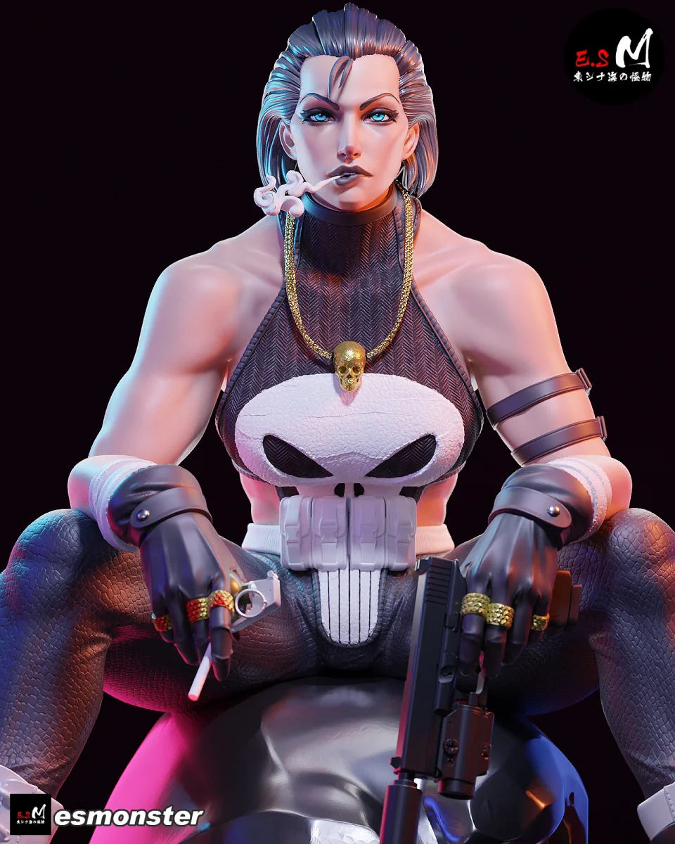 Punisher (Female) | Fan Art | 3D Printed Resin Model Garage Kit | *Un-Painted* | ES Monster