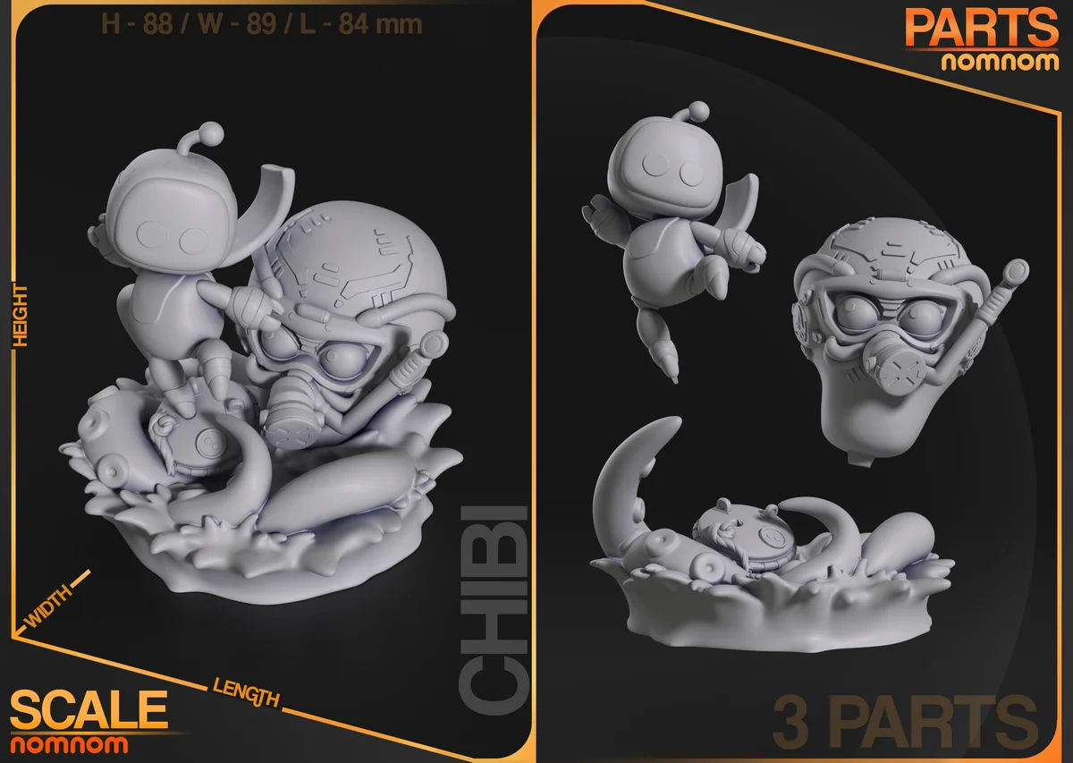 Chibi Astrobot | Fan Art | 3D Printed Resin Model Garage Kit | *Un-Painted* | Nomnom 6