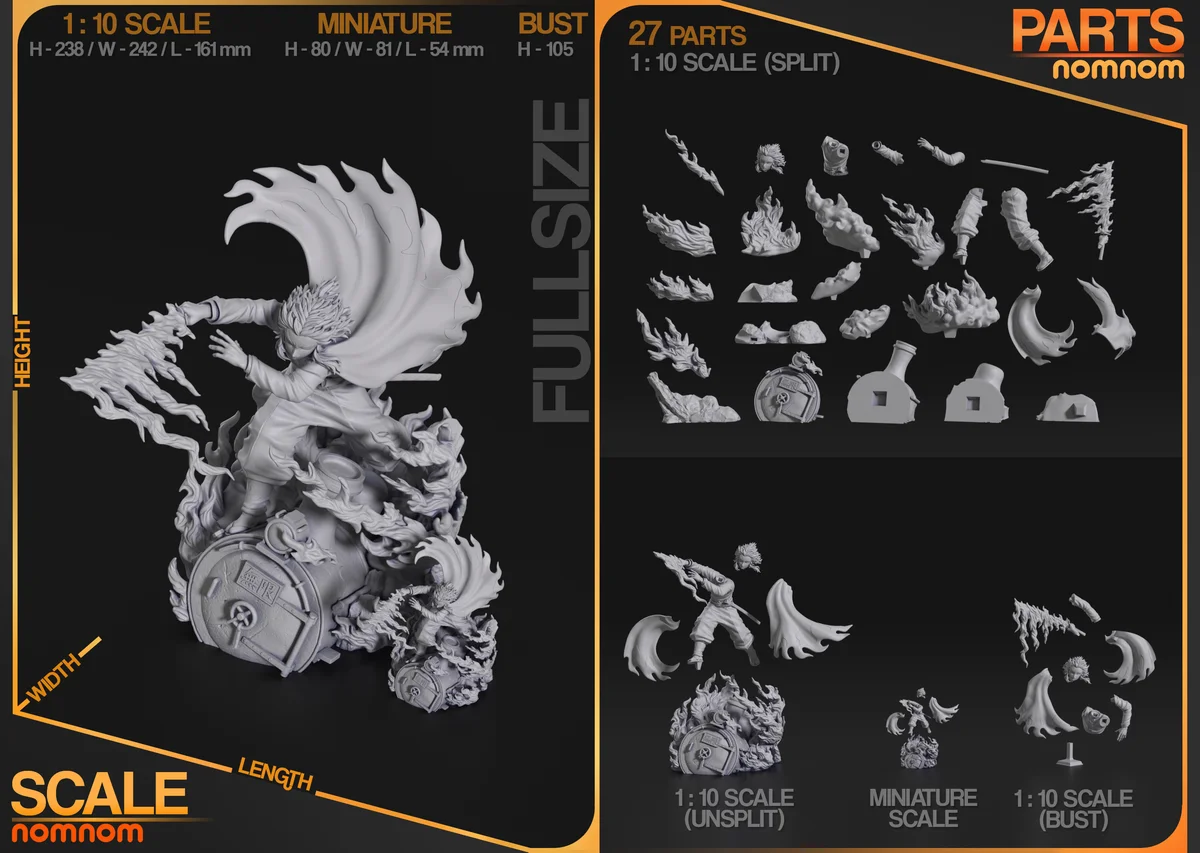 Kyojuro Rengoku | Fan Art | 3D Printed Resin Model Garage Kit | *Un-Painted* | Nomnom 3