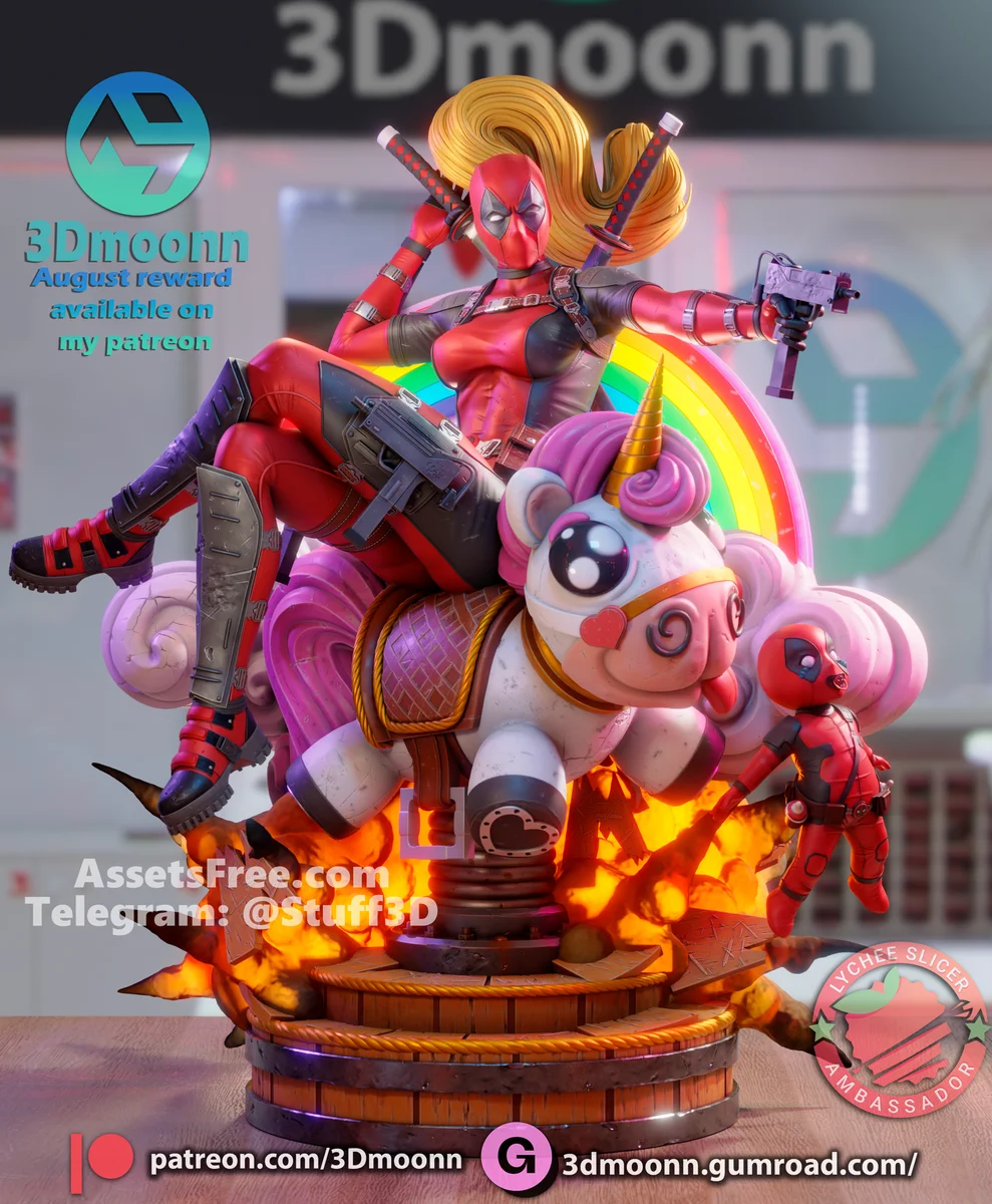 Lady Deadpool | Fan Art | 3D Printed Resin Model Garage Kit | *Un-Painted* | 3DMoonn