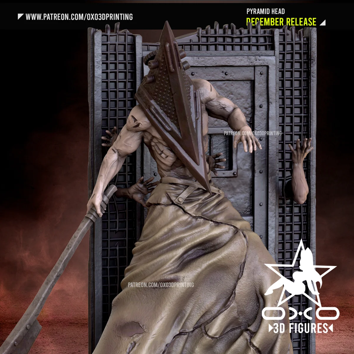 Pyramid Head | Fan Art | 3D Printed Resin Model Garage Kit | *Un-Painted* | OXO3D