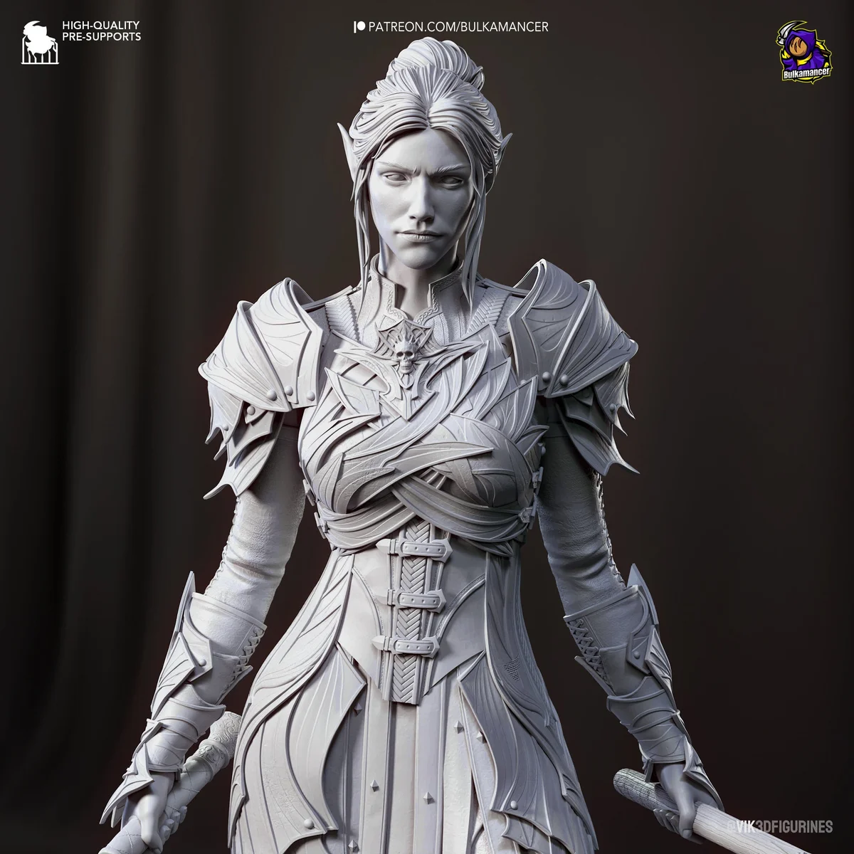 Drow Paladin | Fan Art | 3D Printed Resin Model Garage Kit | *Un-Painted* | Bulkamancer 5