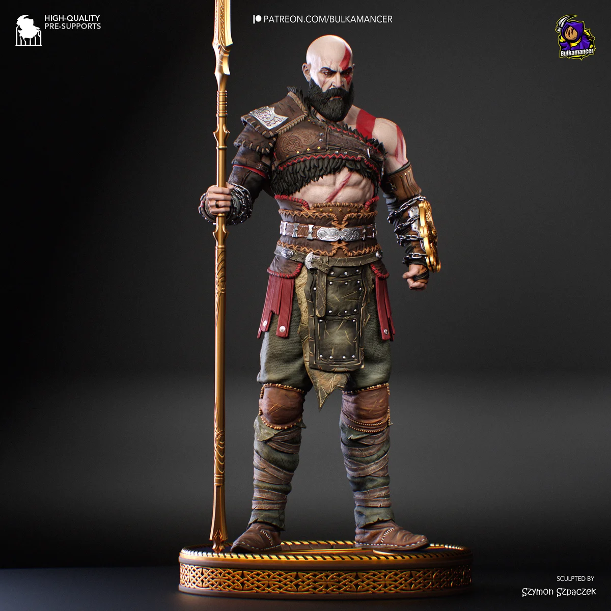 Kratos | Fan Art | 3D Printed Resin Model Garage Kit | *Un-Painted* | Bulkamancer 3