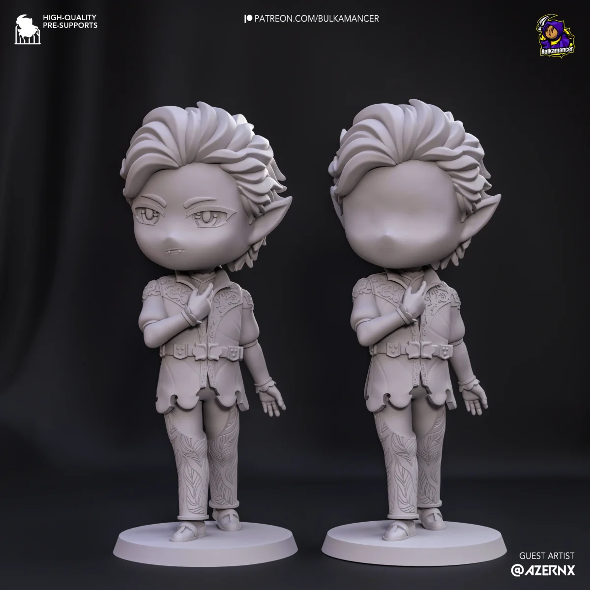 Chibi Astarion | Fan Art | 3D Printed Resin Model Garage Kit | *Un-Painted* | Bulkamancer 5