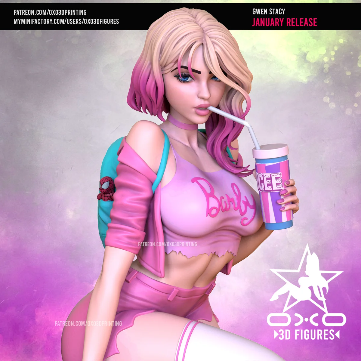 Gwen Stacy Casual | Fan Art | 3D Printed Resin Model Garage Kit | *Un-Painted* | OXO3D
