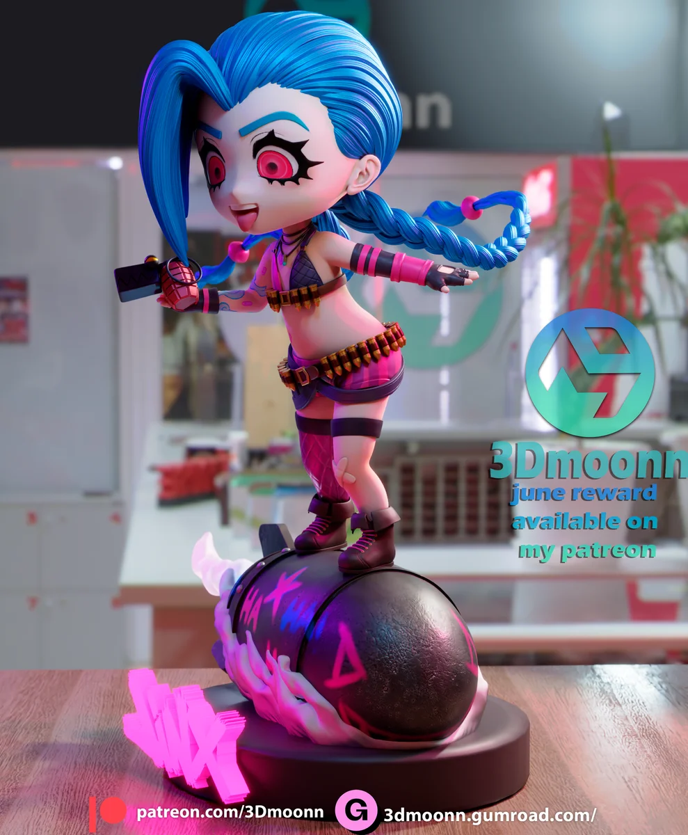 Jinx Chibi | Fan Art | 3D Printed Resin Model Garage Kit | *Un-Painted* | 3DMoonn 5
