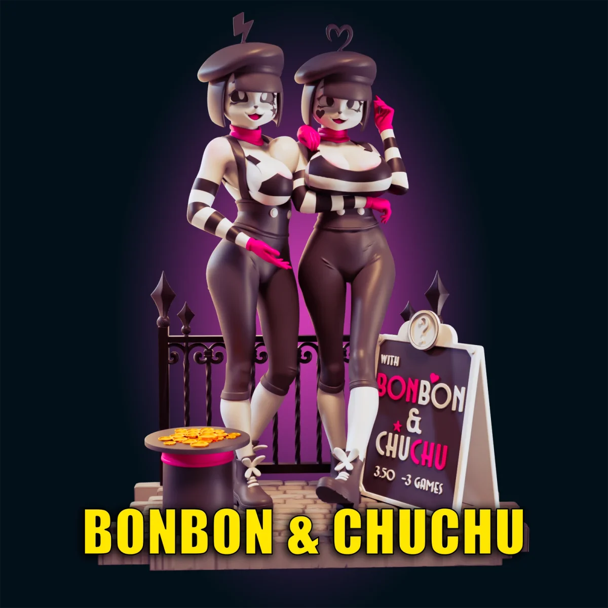 Bonbon & Chuchu | Fan Art | 3D Printed Resin Model Garage Kit | *Un-Painted* | Officer Rhu