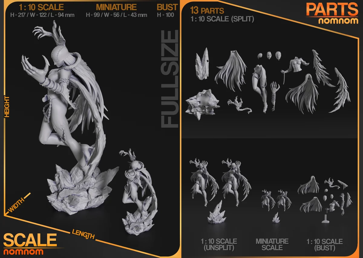 Lady Devimon | Fan Art | 3D Printed Resin Model Garage Kit | *Un-Painted* | Nomnom 5