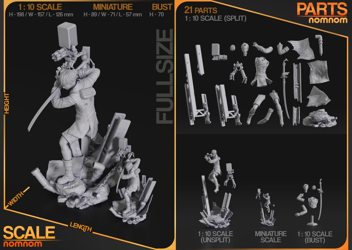 9S | Fan Art | 3D Printed Resin Model Garage Kit | *Un-Painted* | Nomnom 3