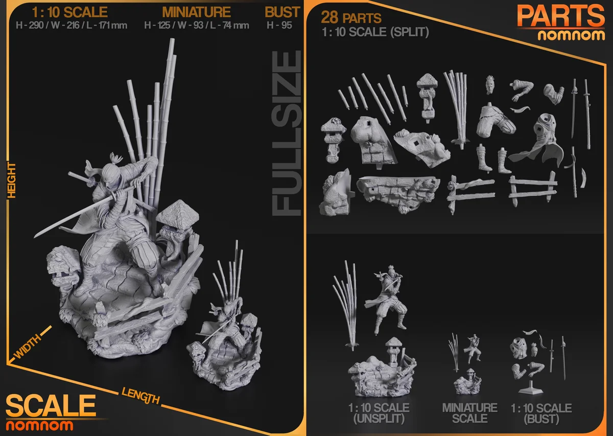 Sekiro | Fan Art | 3D Printed Resin Model Garage Kit | *Un-Painted* | Nomnom 3