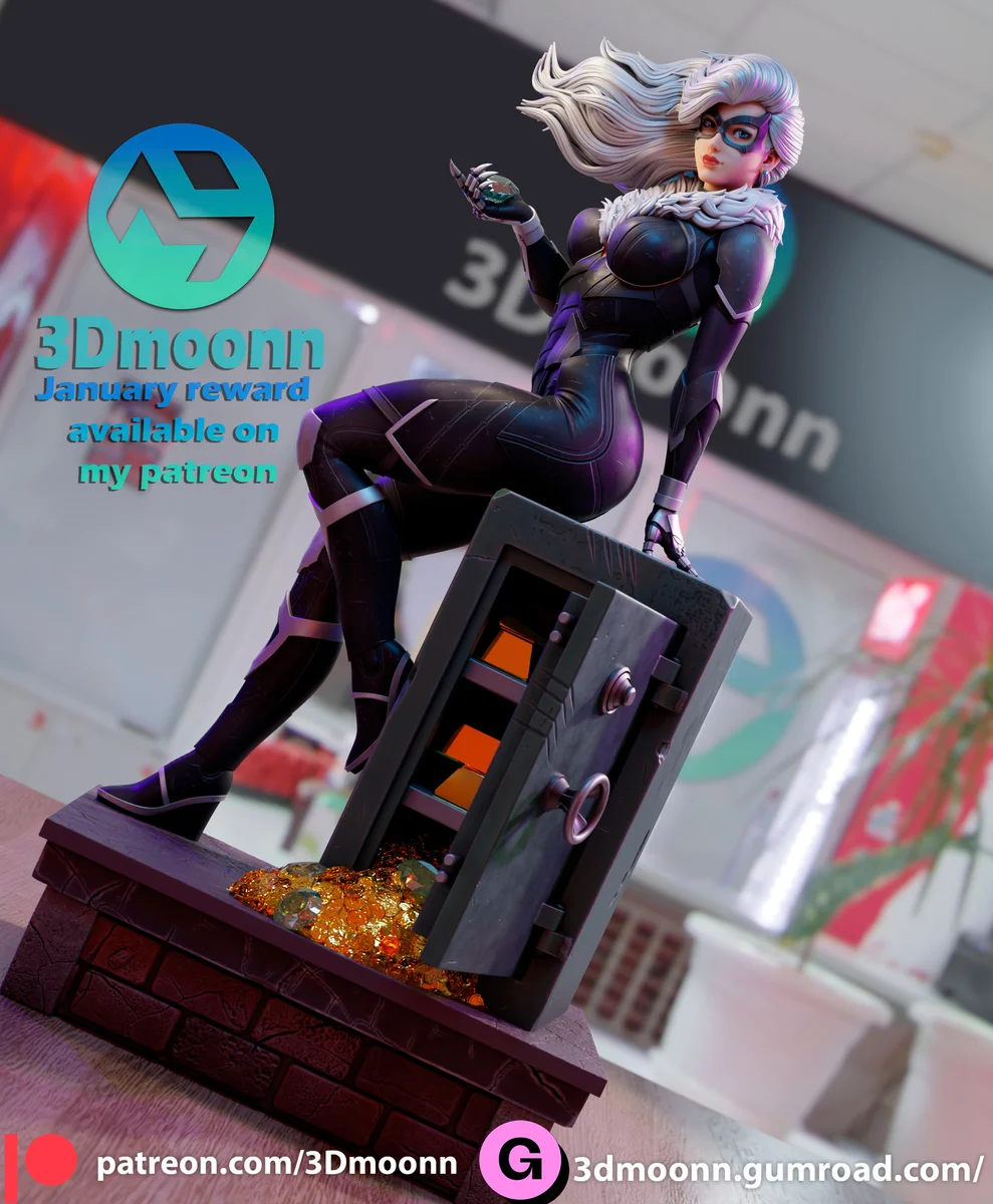 Black Kitty | Fan Art | 3D Printed Resin Model Garage Kit | *Un-Painted* | 3DMoonn 5