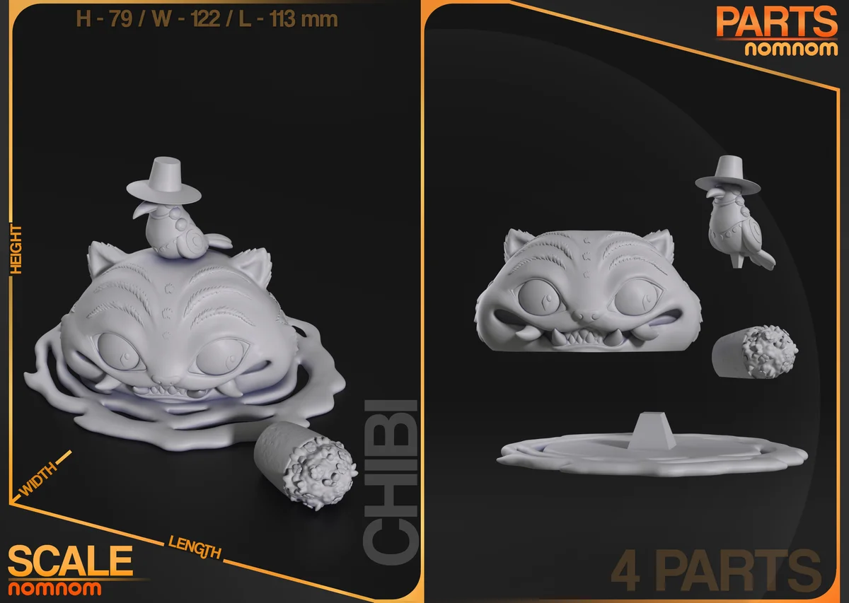 Chibi Derpy Tiger | Fan Art | 3D Printed Resin Model Garage Kit | *Un-Painted* | Nomnom 3