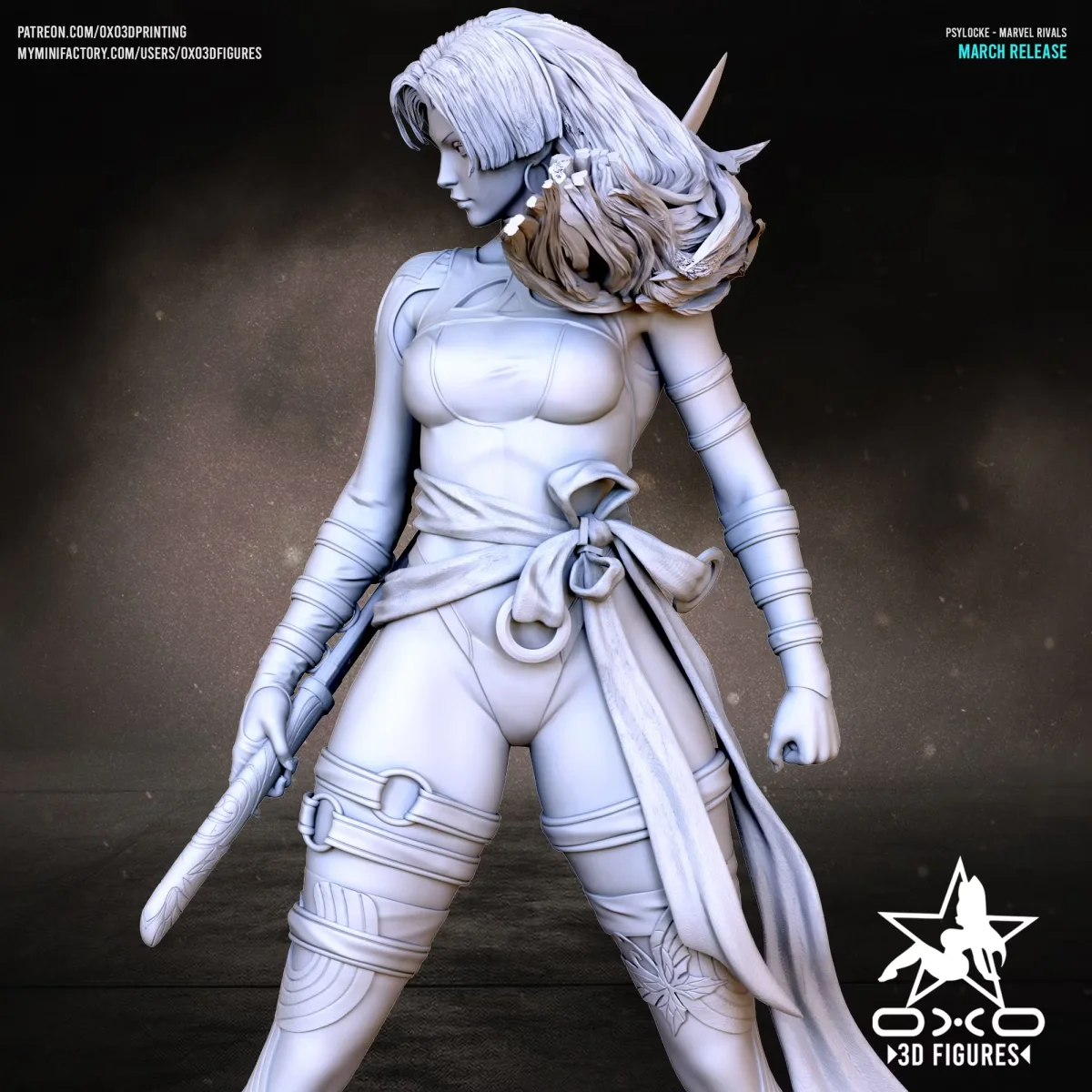 Psylocke | Fan Art | 3D Printed Resin Model Garage Kit | *Un-Painted* | OXO3D 4