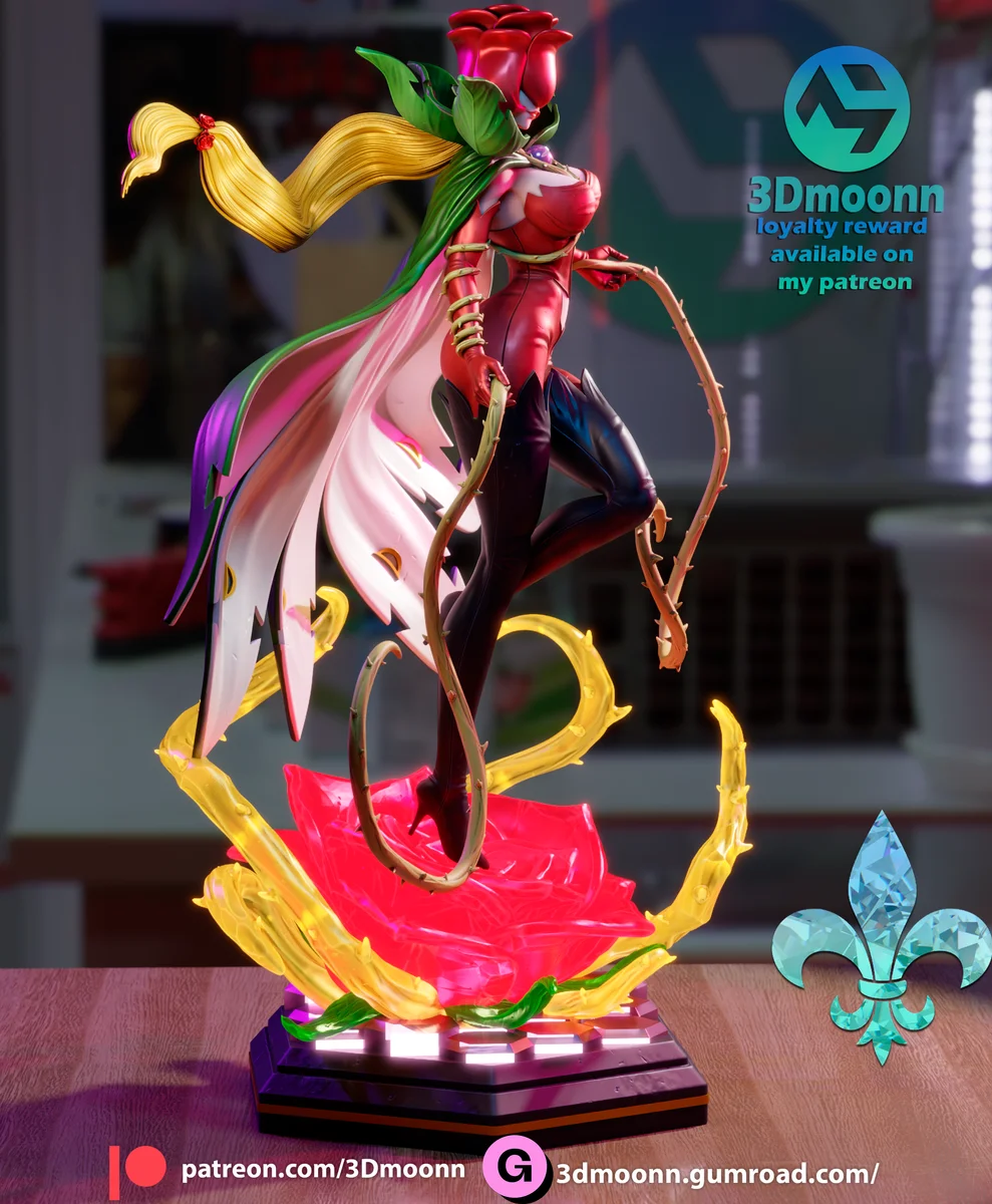 Rosemon | Fan Art | 3D Printed Resin Model Garage Kit | *Un-Painted* | 3DMoonn 3
