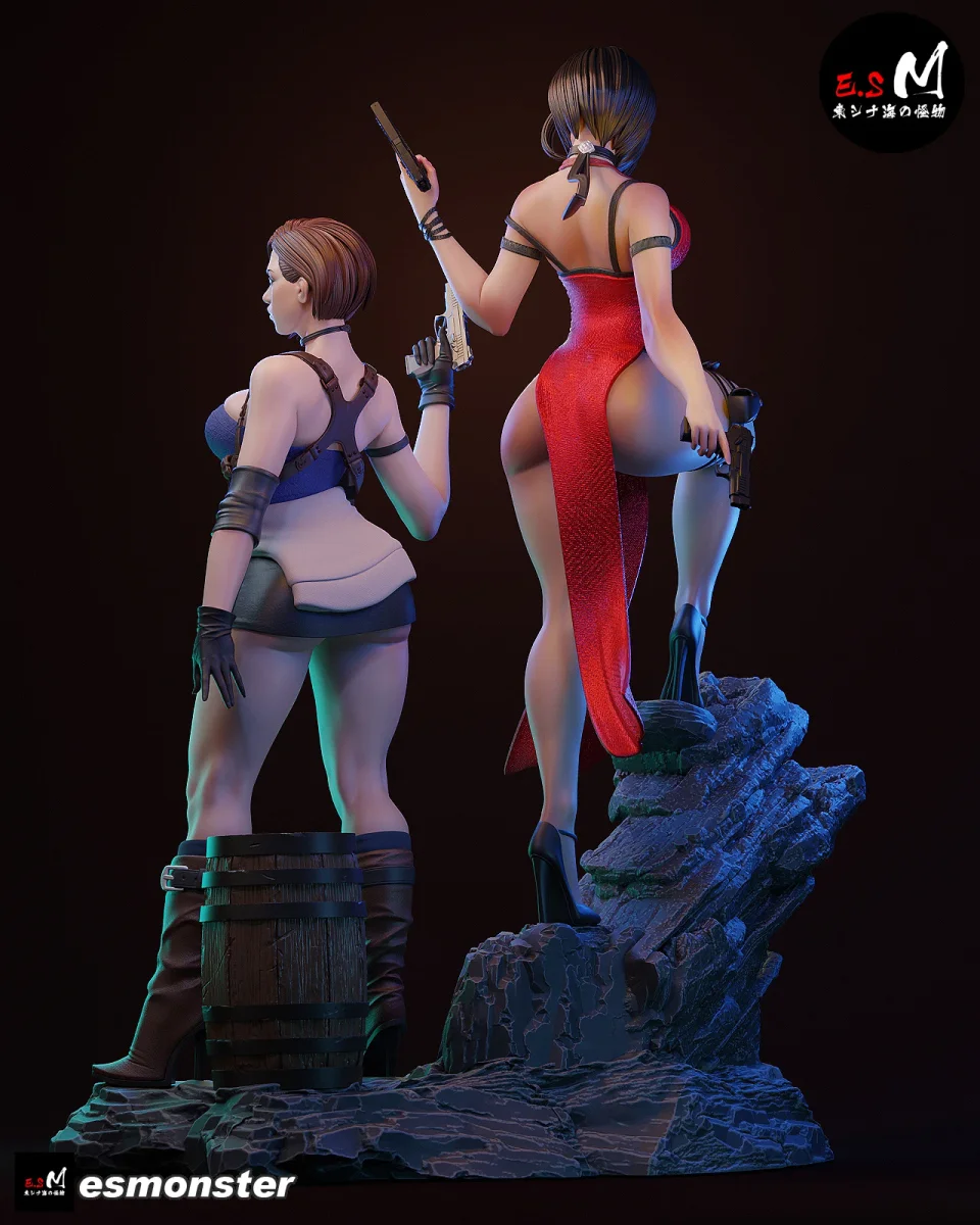 Ada Wong & Jill Valentine | Fan Art | 3D Printed Resin Model Garage Kit | *Un-Painted* | ES Monster 3