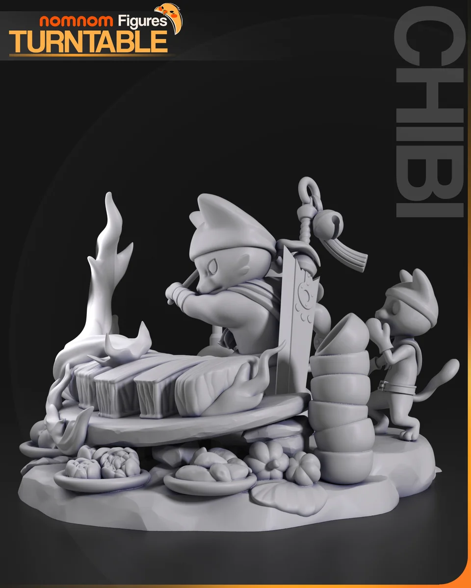 Chibi Meowscular Chef | Fan Art | 3D Printed Resin Model Garage Kit | *Un-Painted* | Nomnom 5