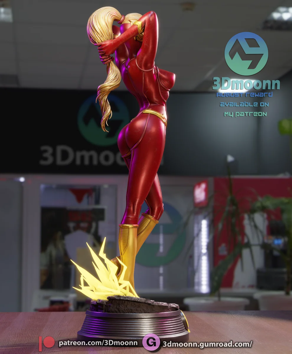 Lady Flash | Fan Art | 3D Printed Resin Model Garage Kit | *Un-Painted* | 3DMoonn 4