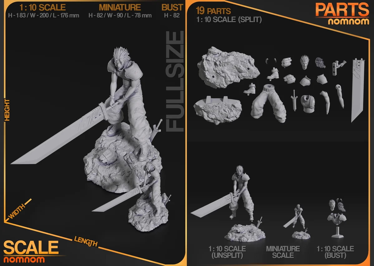 Zack Fair | Fan Art | 3D Printed Resin Model Garage Kit | *Un-Painted* | Nomnom 3