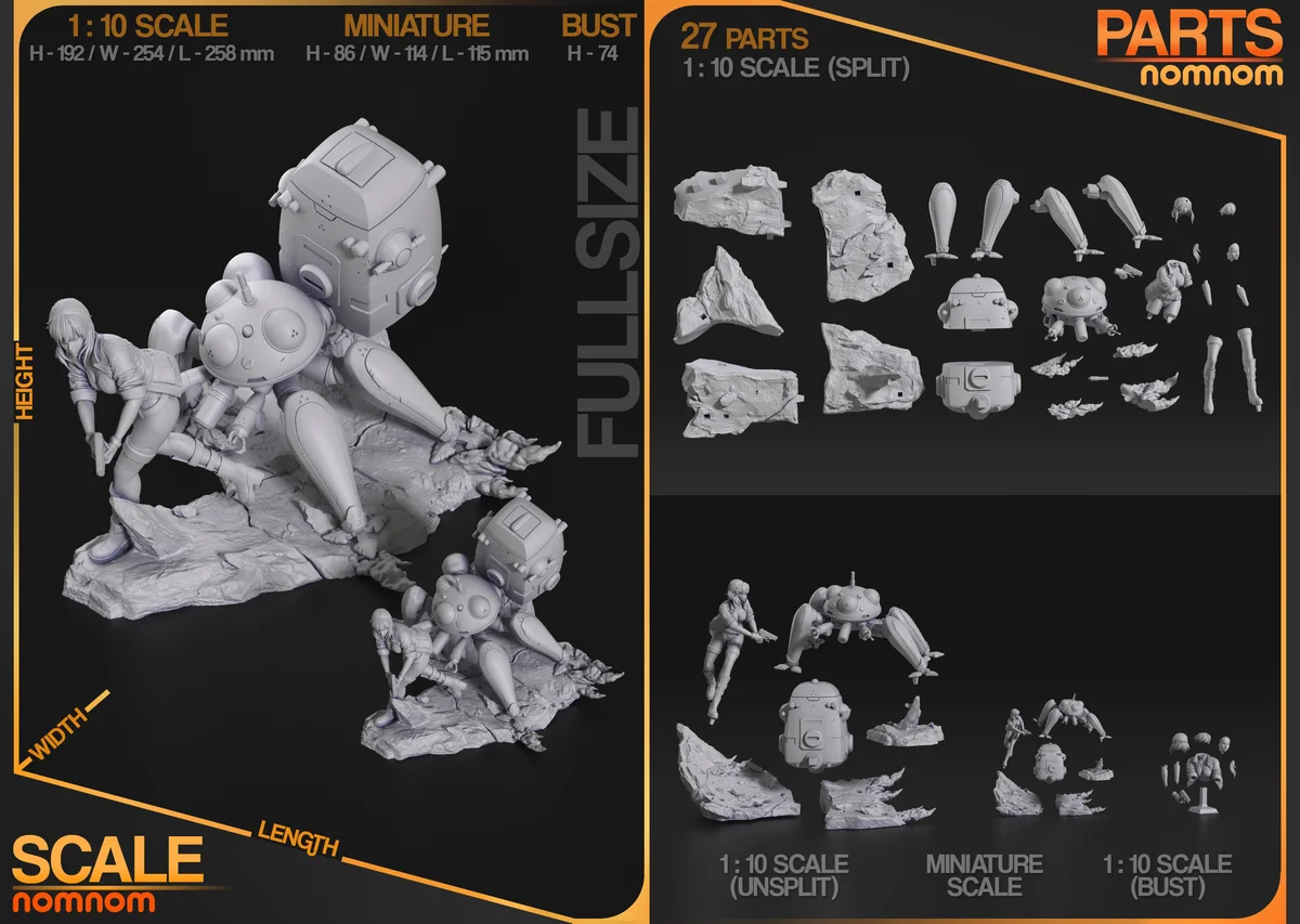 Motoko Kusanagi | Fan Art | 3D Printed Resin Model Garage Kit | *Un-Painted* | Nomnom 3