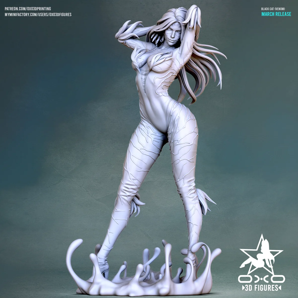 Black Cat Venom | Fan Art | 3D Printed Resin Model Garage Kit | *Un-Painted* | OXO3D 4
