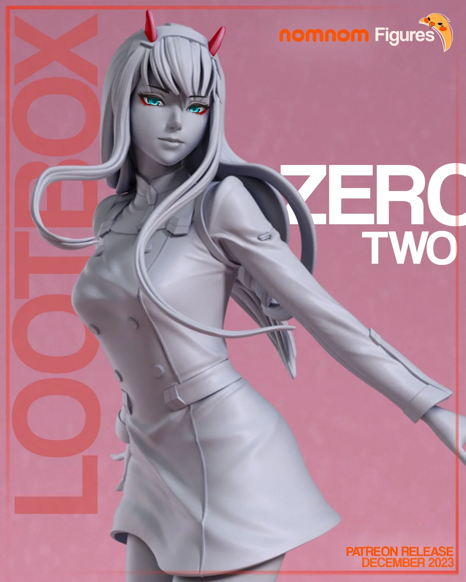 Zero Two | Fan Art | 3D Printed Resin Model Garage Kit | *Un-Painted* | Nomnom