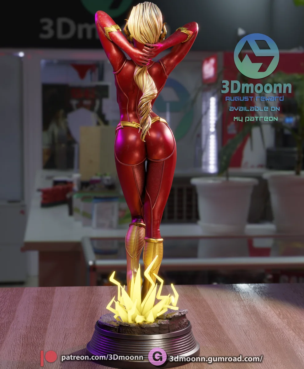 Lady Flash | Fan Art | 3D Printed Resin Model Garage Kit | *Un-Painted* | 3DMoonn 3