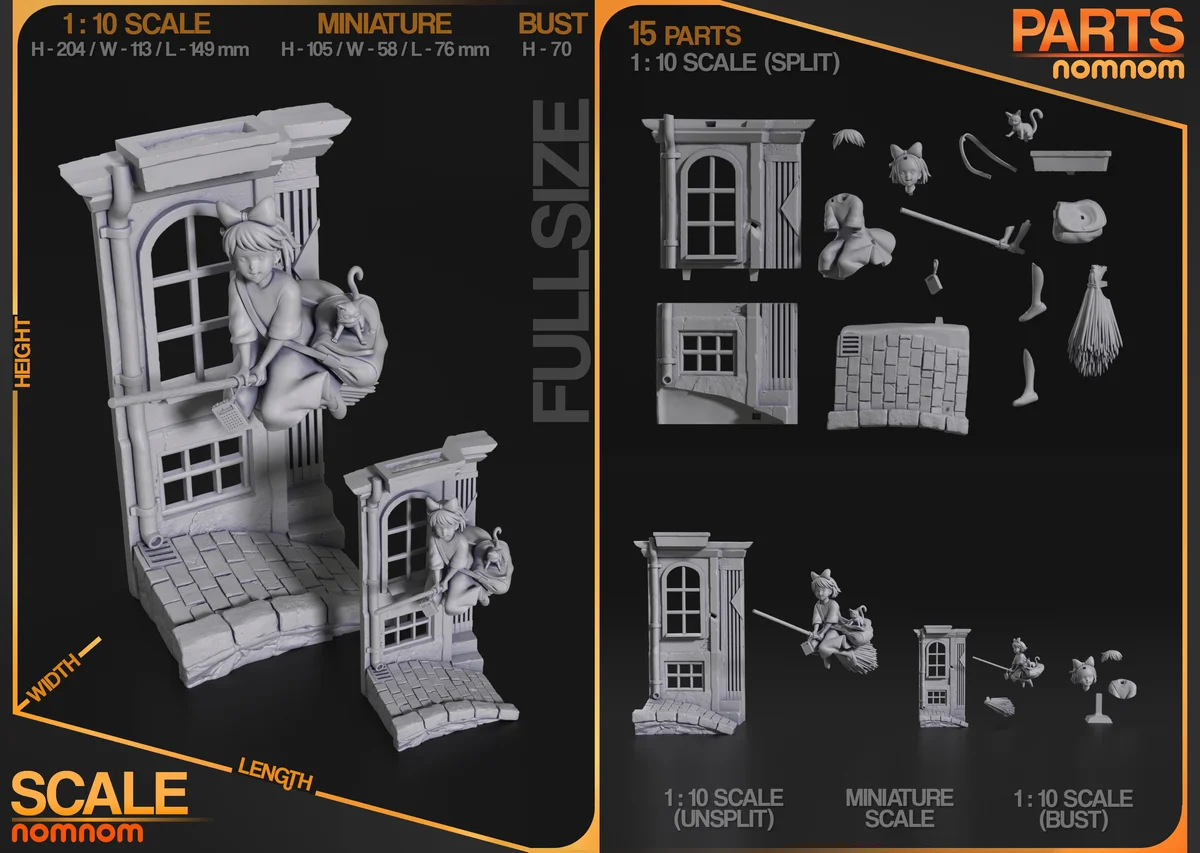 Kiki | Fan Art | 3D Printed Resin Model Garage Kit | *Un-Painted* | Nomnom 3