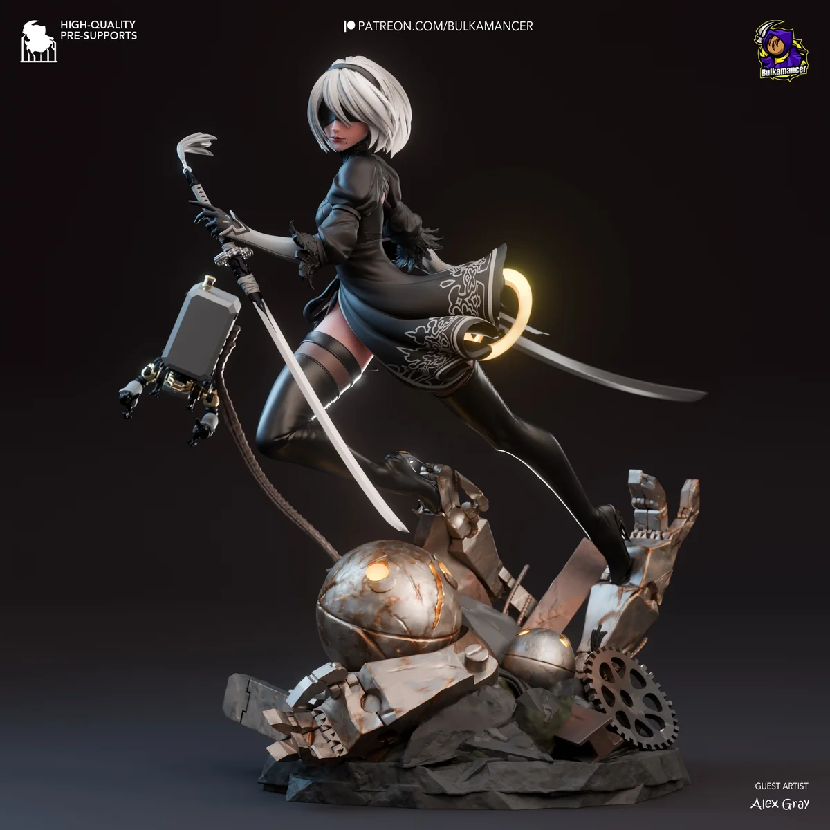 2B | Fan Art | 3D Printed Resin Model Garage Kit | *Un-Painted* | Bulkamancer 3