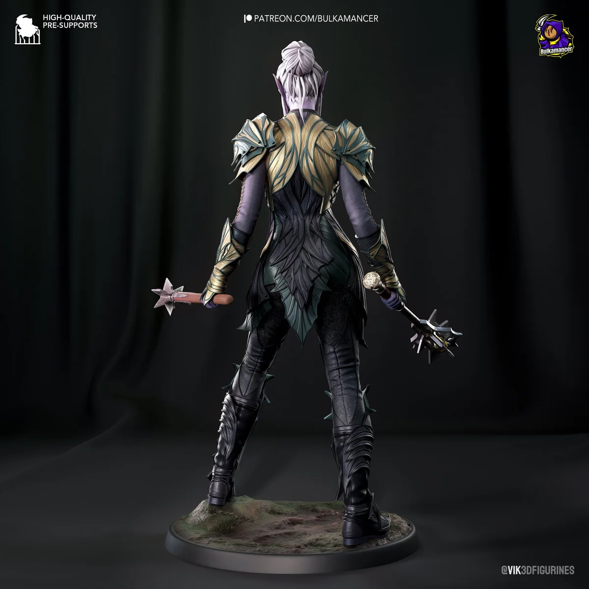 Drow Paladin | Fan Art | 3D Printed Resin Model Garage Kit | *Un-Painted* | Bulkamancer 3
