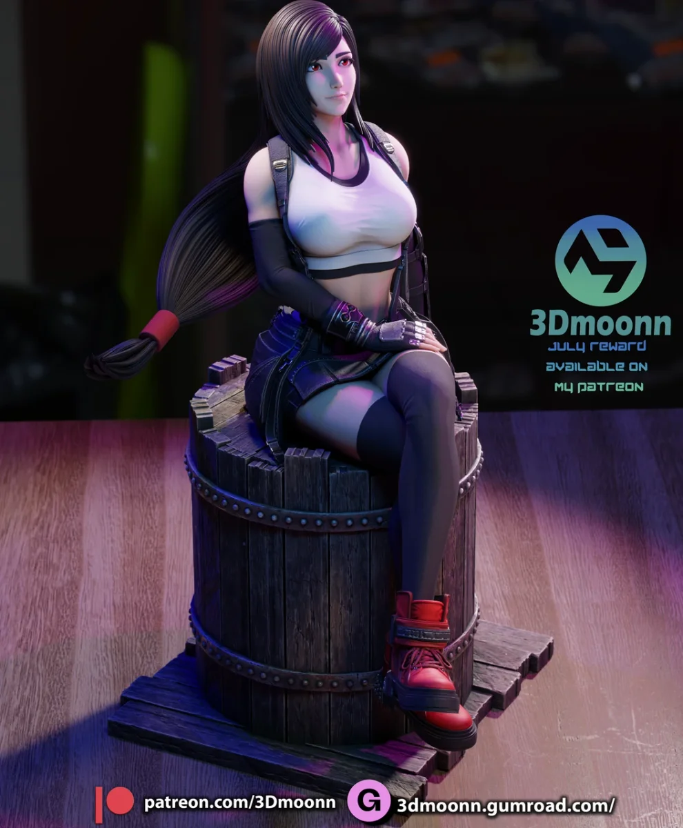 Tifa | Fan Art | 3D Printed Resin Model Garage Kit | *Un-Painted* | 3DMoonn