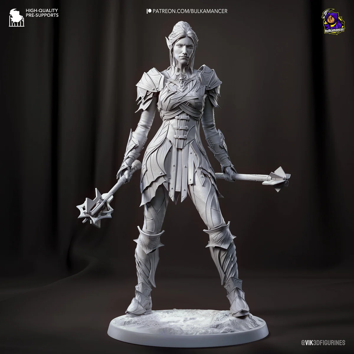 Drow Paladin | Fan Art | 3D Printed Resin Model Garage Kit | *Un-Painted* | Bulkamancer 6