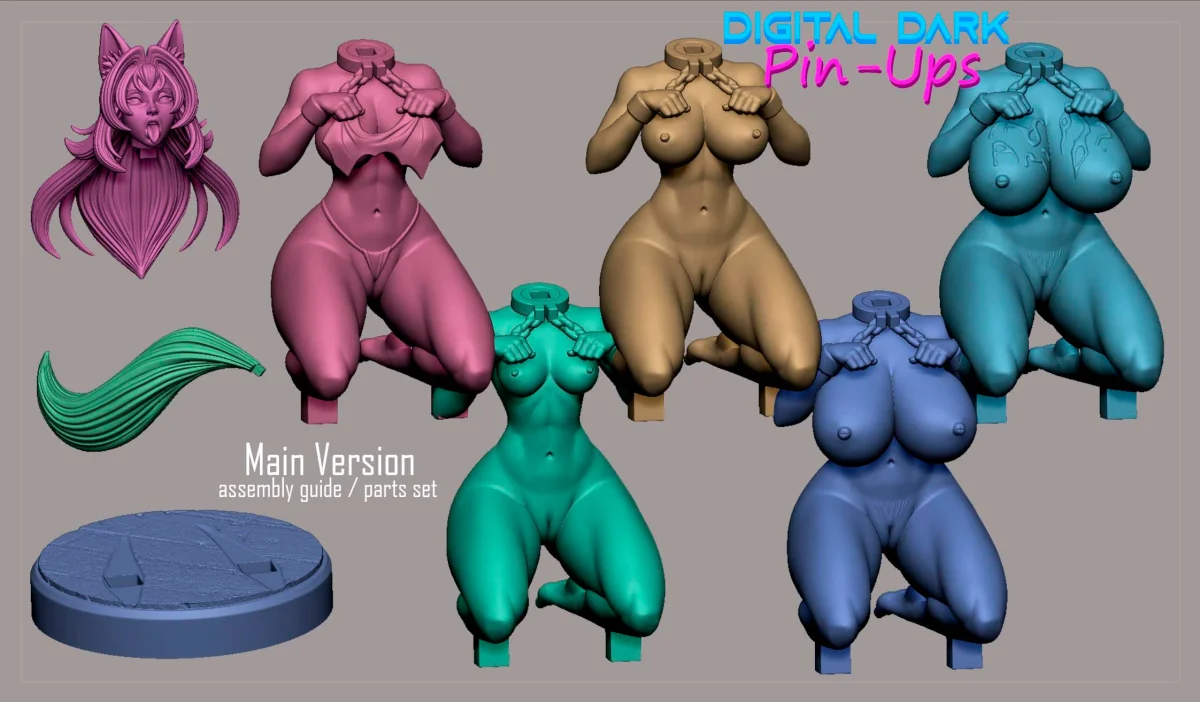 Slave Kitsune Hana Mori | Fan Art | 3D Printed Resin Model Garage Kit | *Un-Painted* | Digital Dark 4