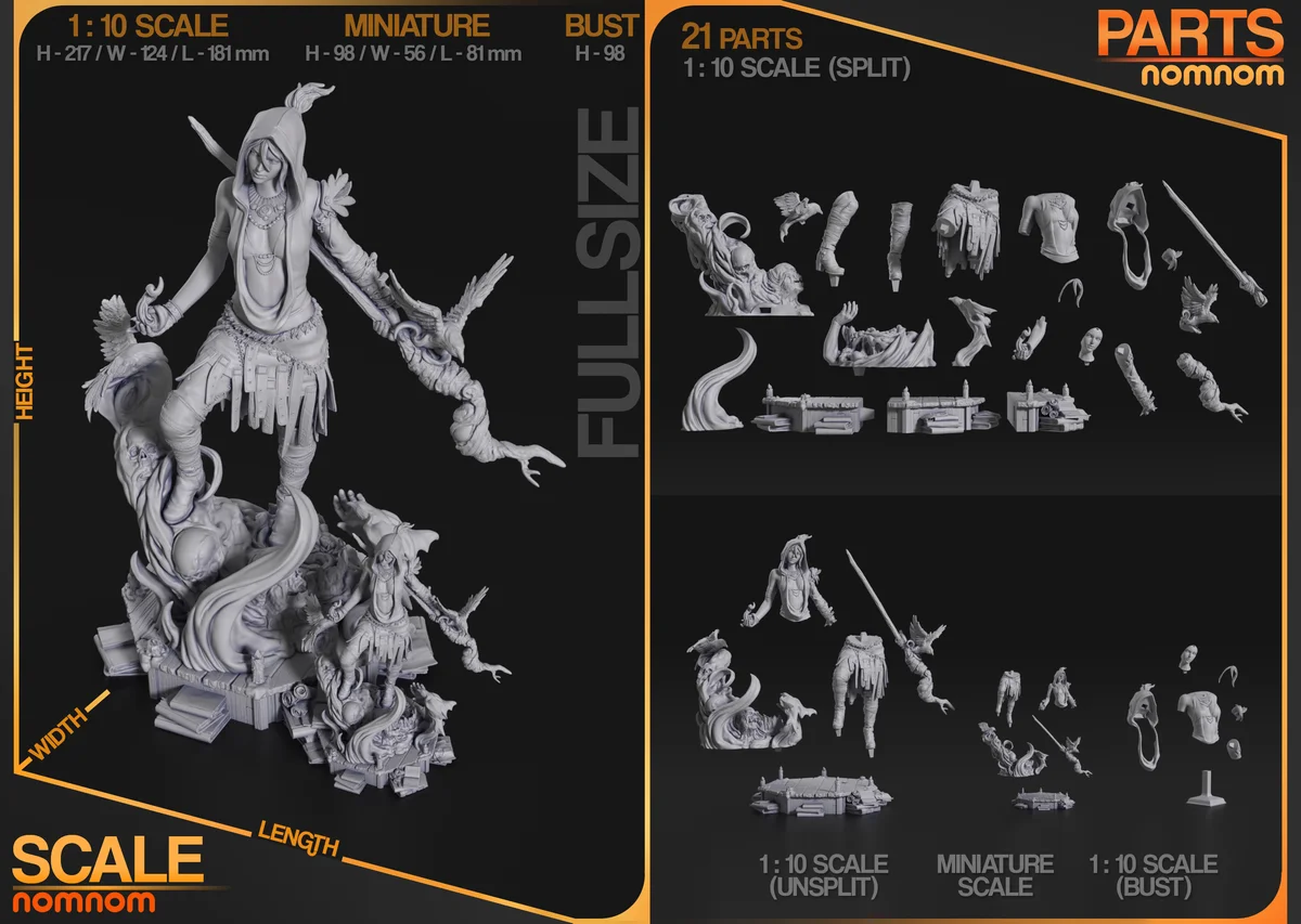 Morrigan | Fan Art | 3D Printed Resin Model Garage Kit | *Un-Painted* | Nomnom 3