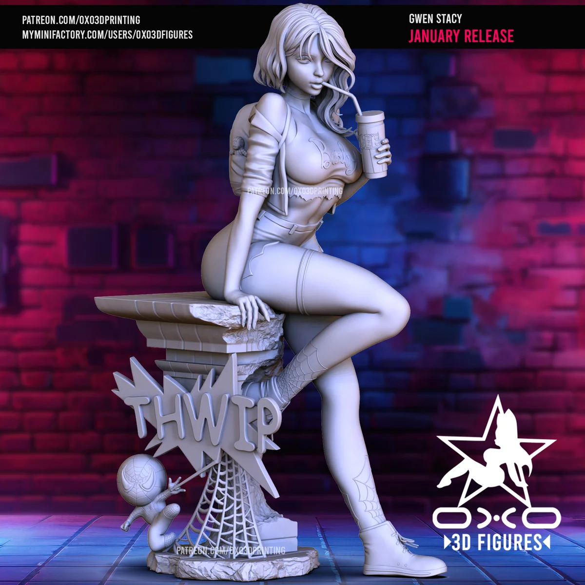 Gwen Stacy Casual | Fan Art | 3D Printed Resin Model Garage Kit | *Un-Painted* | OXO3D 4