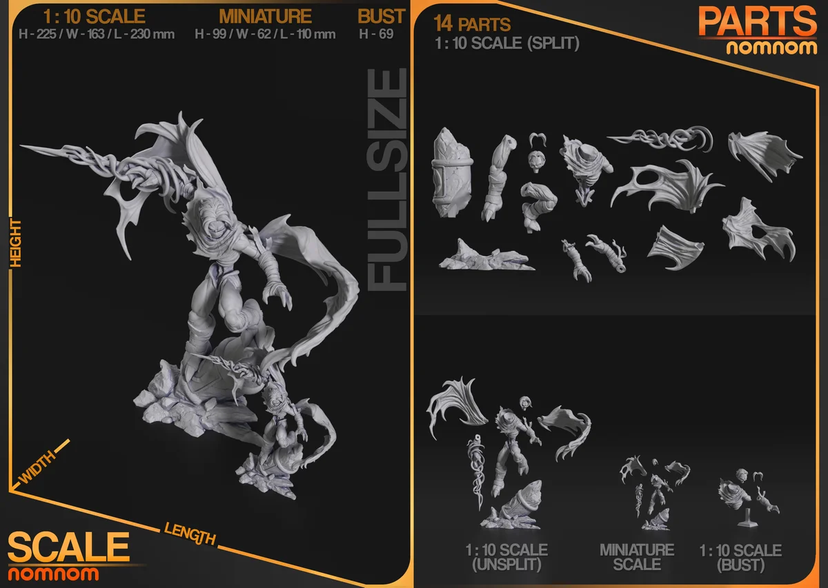 Raziel | Fan Art | 3D Printed Resin Model Garage Kit | *Un-Painted* | Nomnom 3
