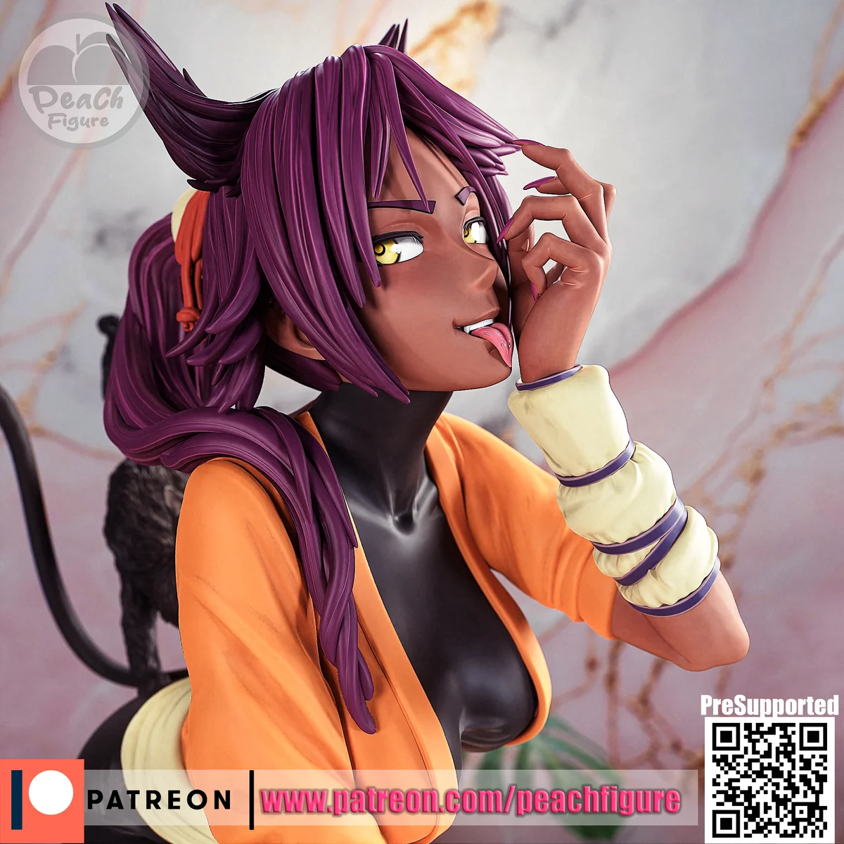Yoruichi | Fan Art | 3D Printed Resin Model Garage Kit | *Un-Painted* | Peach Figure