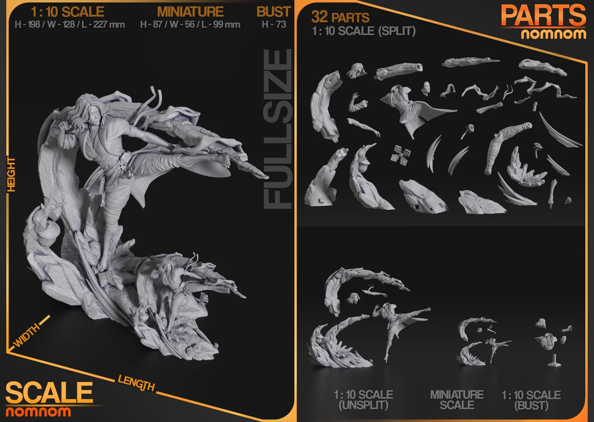 Lune | Fan Art | 3D Printed Resin Model Garage Kit | *Un-Painted* | Nomnom 3