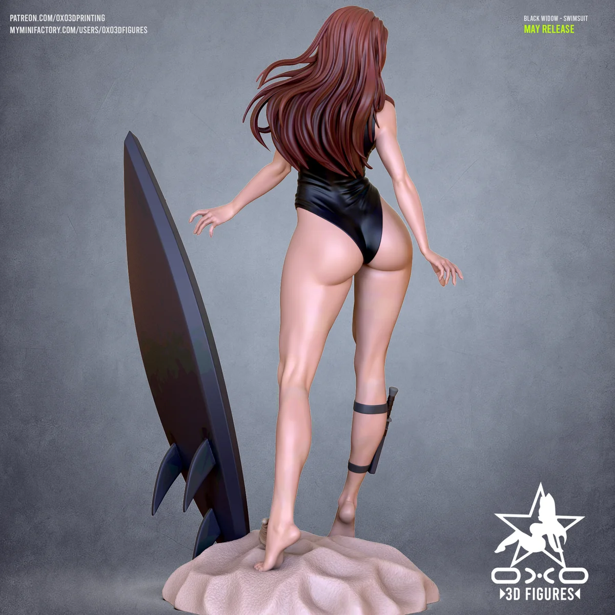 Black Widow Swimsuit | Fan Art | 3D Printed Resin Model Garage Kit | *Un-Painted* | OXO3D 4