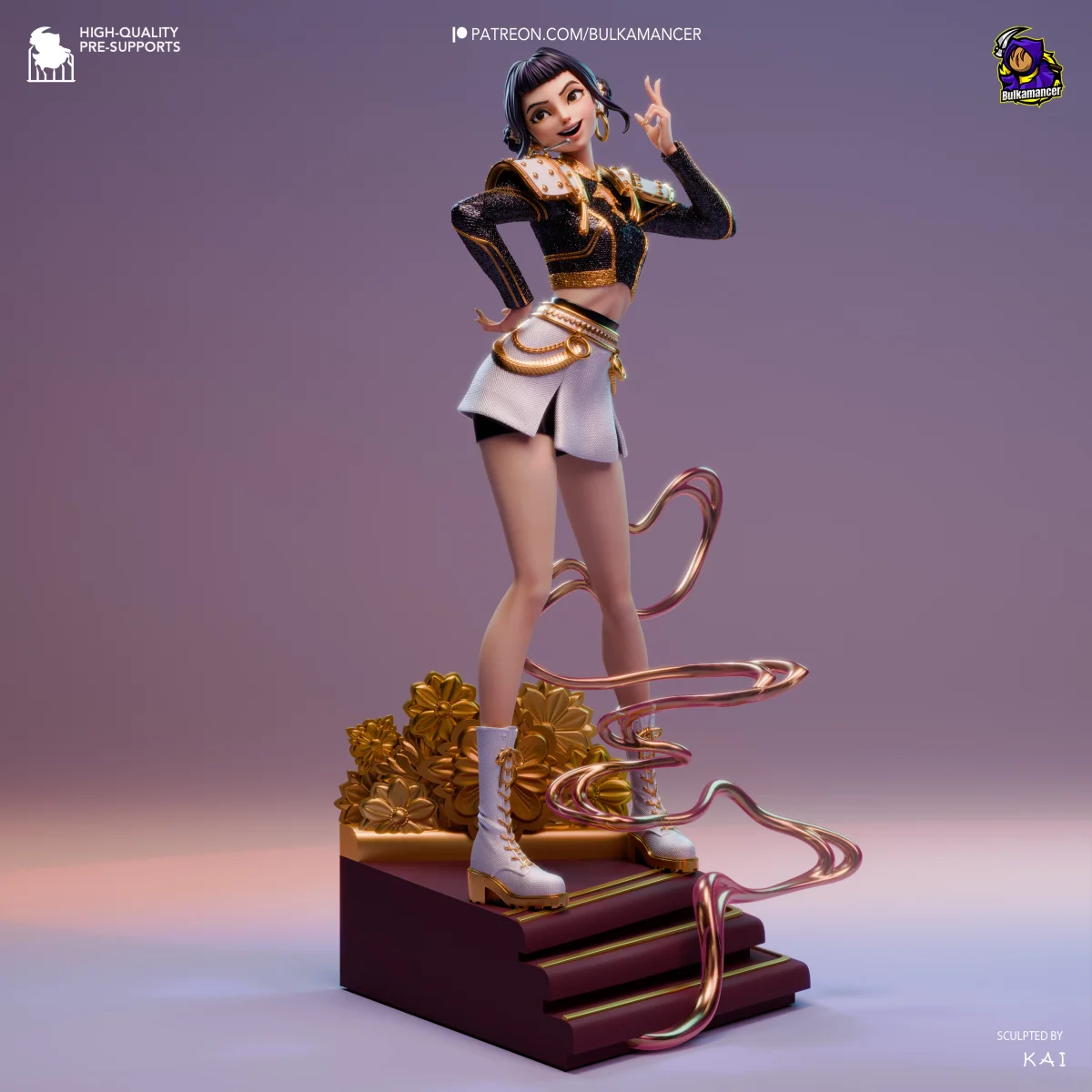 Zoey - Golden Rapper | Fan Art | 3D Printed Resin Model Garage Kit | *Un-Painted* | Bulkamancer 3