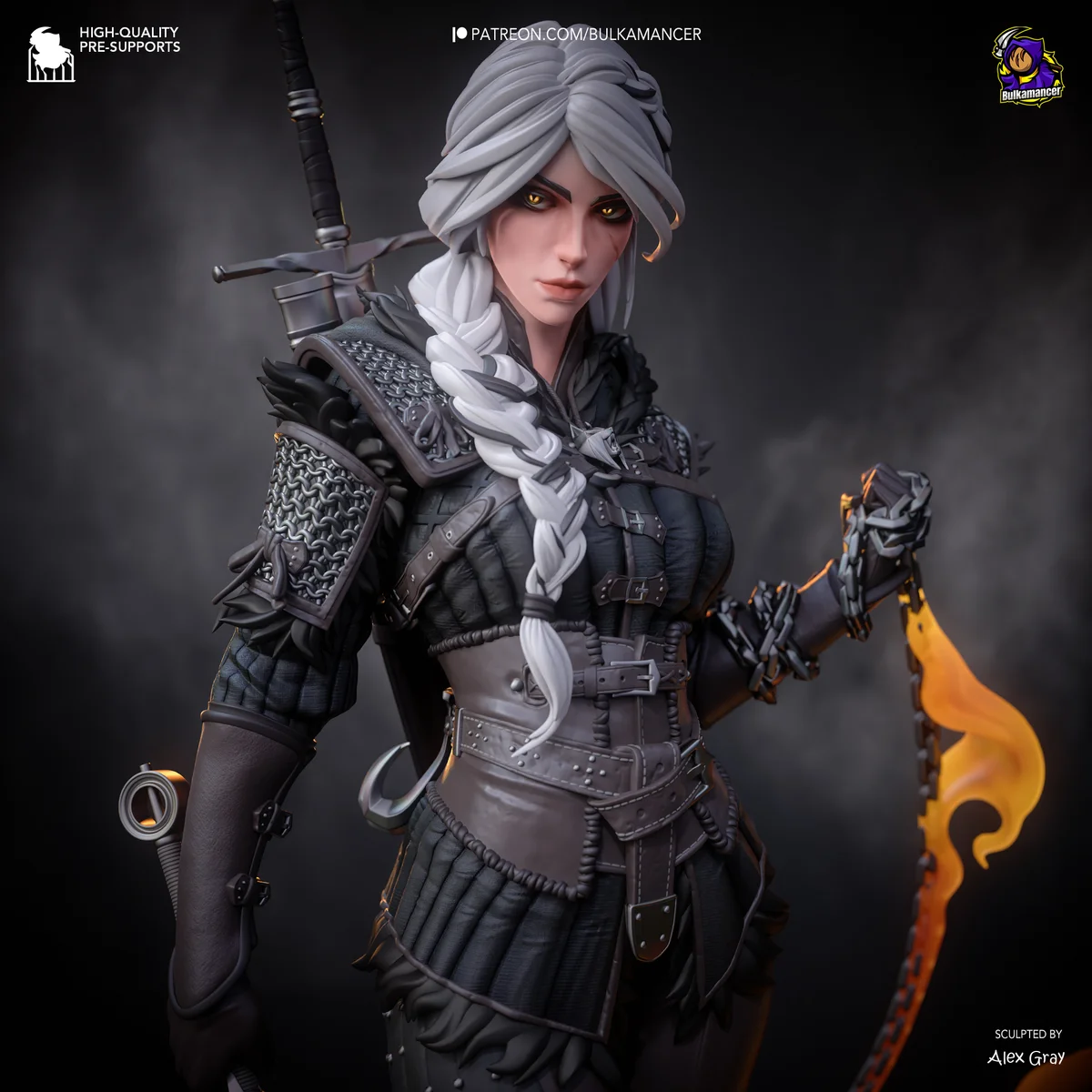 Ciri (Stylized) | Fan Art | 3D Printed Resin Model Garage Kit | *Un-Painted* | Bulkamancer