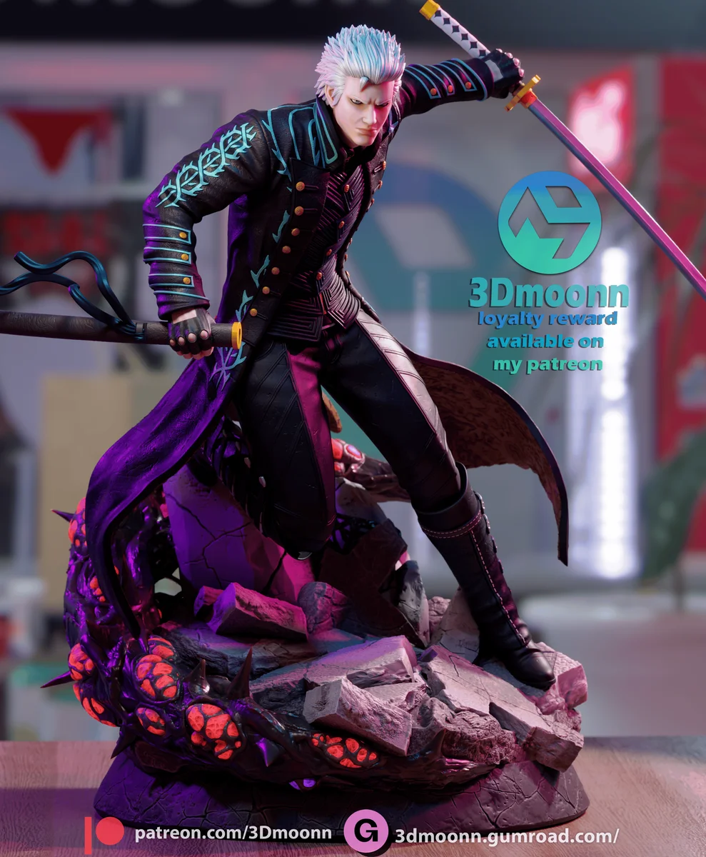 Vergil | Fan Art | 3D Printed Resin Model Garage Kit | *Un-Painted* | 3DMoonn